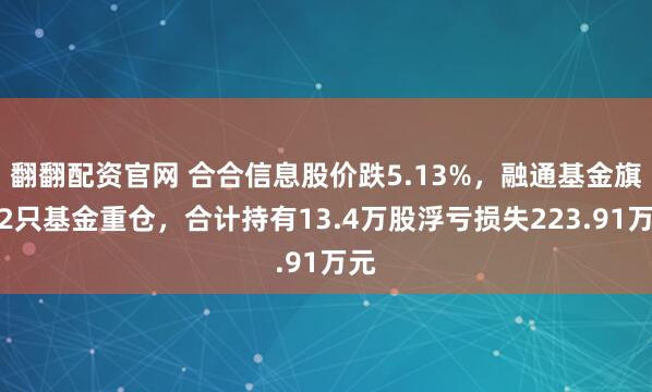 翻翻配资官网 合合信息股价跌5.13%，融通基金旗下2只基金重仓，合计持有13.4万股浮亏损失223.91万元